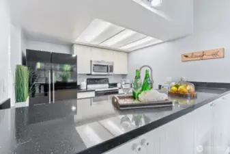 Ample counter space in the kitchen.