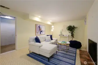 Game room with third fire place downstairs