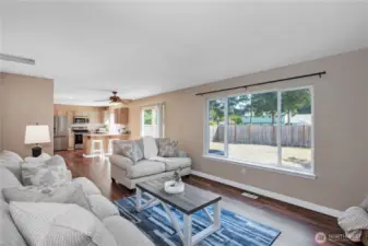 Here is another view from the family room, looks out in the fully fenced backyard.