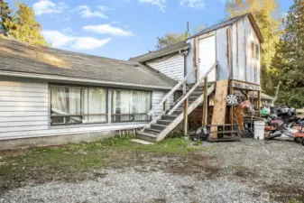 Outdoor stairs that lead to studio