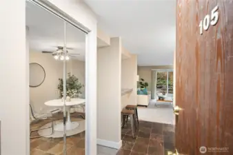 The entry, was staged but now vacant.