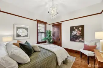 Wood shutters throughout main floor.