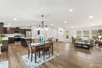 Spacious Dining Room with New Light Fixture