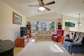 Vaulted ceilings in the living room really give this space a wide open feel!