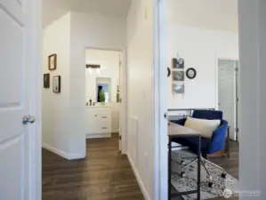 Hallway linen closet on the left.