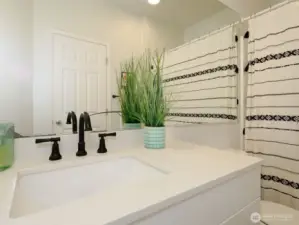 Quartz counter and new fixtures.