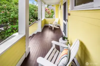 Newly painted front porch is dreamy and fantastic place to watch the world go by. The front porch has been rebuilt and the crawlspace below was insulated insulated and sealed. This home is just steps away from bus lines and close to I5 and Wallingford and Green Lake's shops and restaurants.