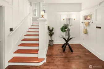 The front foyer is full of charm and a great place to welcome you and your guests to this marvelous home. The details in this home abound. Three year old furnace and air conditioning!