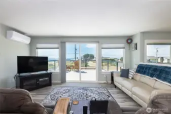 Family room with fireplace plus mini duct provides air conditioning