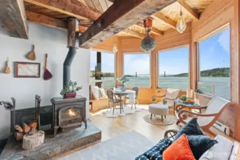 Living Room with Puget Sound View