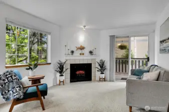 Living Room w/ Electric Fireplace