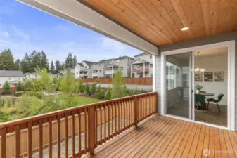 Deck overlooks the pond and playground as well.