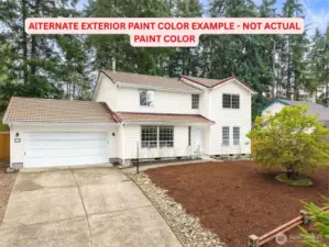 AlTERNATE EXTERIOR PAINT COLOR EXAMPLE - NOT ACTUAL PAINT COLOR - Rendering of what a different paint color would look like on the home.