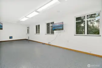 Office area with new epoxy flooring.