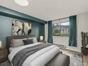 Large bedroom with room for king sized bed.