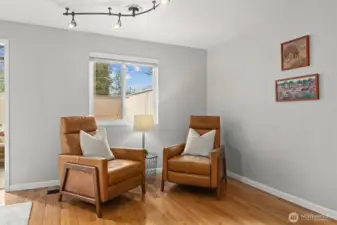 A cozy seating area off the living room.