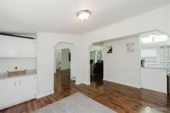 Another view of where the dining room is. LOVE the little butler space in here!