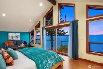 The private deck and wall of windows make this room very special.