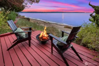 The beach level dock is perfect for your bbq, campfire stove or just chairs to take in the scene!