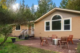 Front of house with patio