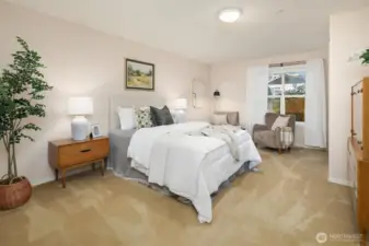 A huge basement guest room with its own separate entry from the outside. Stairless MIL living is possible.