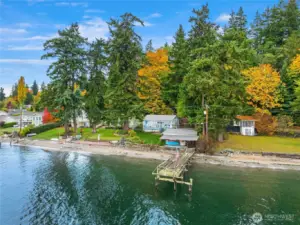 Low Bank Bulkheaded Sandy beach with Private Pier