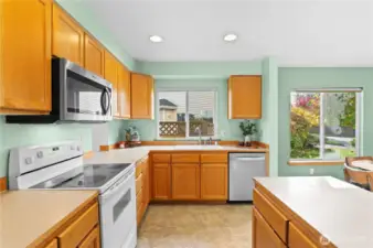Huge wide open kitchen.