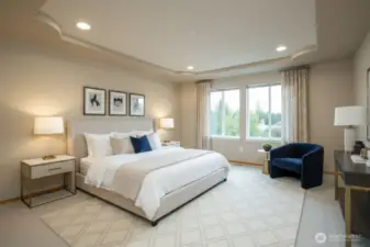 Digitally Staged Primary Bedroom