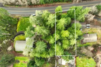 Overhead view with approximate boundaries in white.