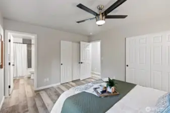 Double closets and full bath off primary