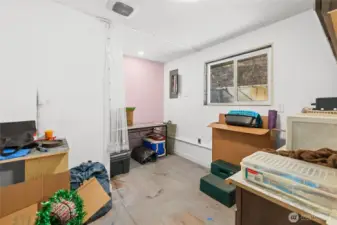 Second of 2 bonus rooms off of garage, perfect for home office, studio, or craft room.