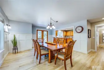 Gracious dining room is incredibly large giving opportunity for multiple configurations