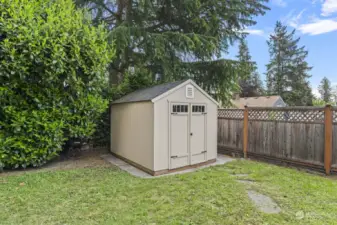 Handy storage shed for all of your garden tools and outdoor gear.