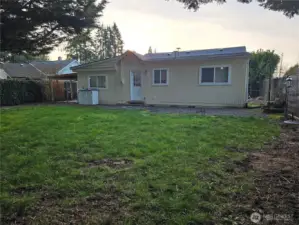 Spacious, fully fenced back yard with plenty of room to run and play