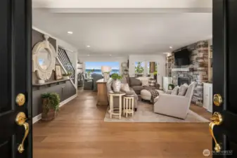 Enter into the living room and immediately see the westerly views through the picture windows.