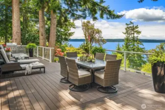 Huge deck offers several different seating and dining areas. Brand new composite Trex decking!