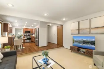 Easy, effortless flow from the kitchen into the family room.