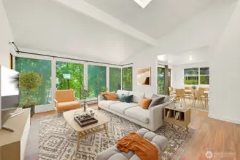 Living room & dining room, virtually staged