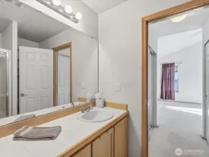 View from en suite back to primary bedroom