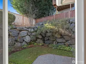 View from the inside looking out at the private patio & backyard