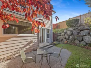 Back patio perfect for morning coffee
