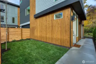 Private fenced yard.