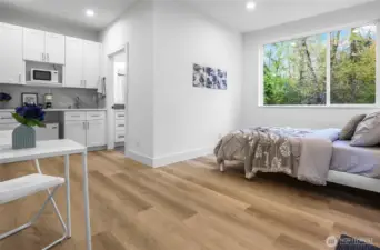 Fully equipped one-bedroom, full-bath private suite with separate entry and kitchenette.