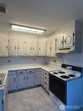 The kitchen offers plenty of space for more that one person.