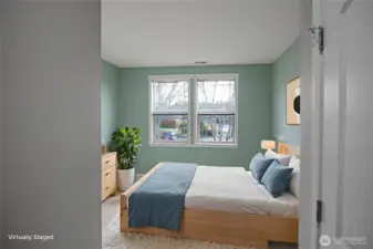 Front bedroom with full bath steps away.