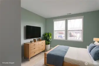 Another view.  All windows have window treatments.