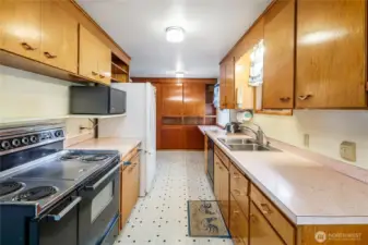 Kitchen has lots of counter space.