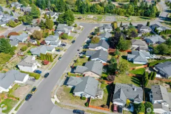 Well-lit wide streets are safe and quiet.