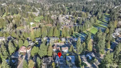 A beautiful aerial view of this quiet Fairwood Greens home