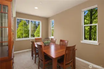 Formal dining room with lots of windows that invite the outdoors in.